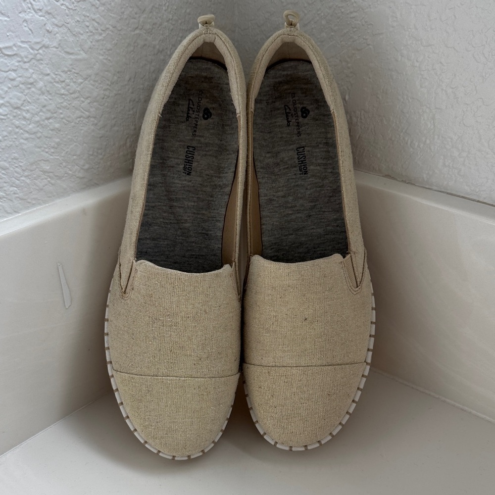 Clarks Cloudsteppers Cream Slip-On Shoes